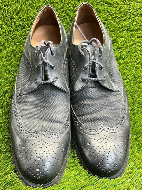 John Varvatos Mens Size 13 Black Casual Classic Wingtip Brogue Oxford Shoes